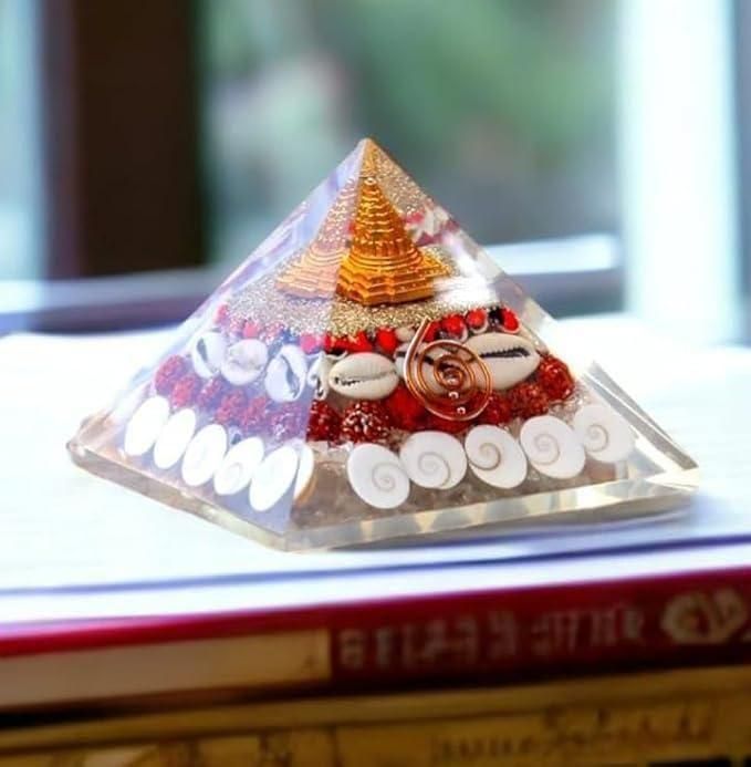 Crystal Shree Yantra Pyramid - Gomati Chakra Wealth Attraction Decor