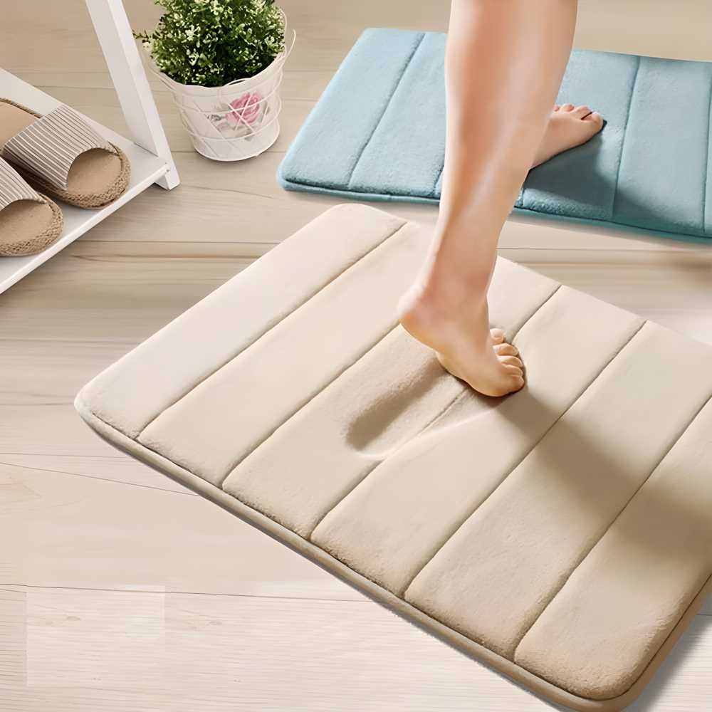 Memory Foam Bath Mat - Water Absorbent Non-Slip Bathroom Rug