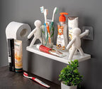 Wall-Mounted Bathroom Storage Shelf - No-Drill Installation Organizer