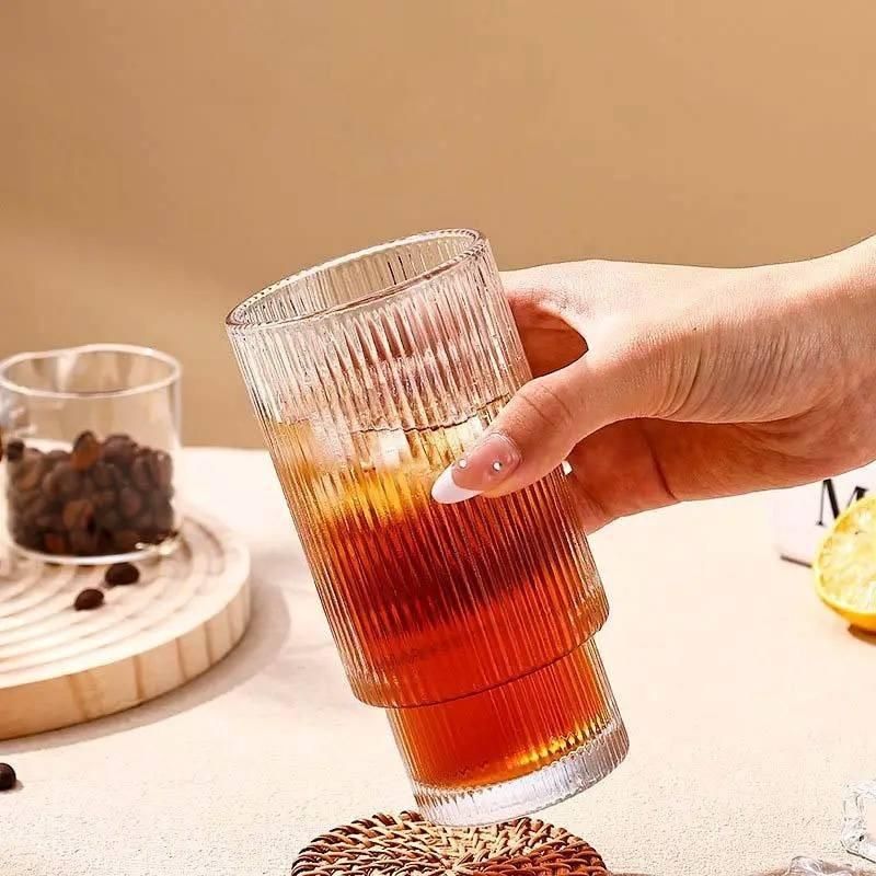 Ribbed Glass Tumbler with Wooden Lid