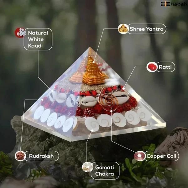 Crystal Shree Yantra Pyramid - Gomati Chakra Wealth Attraction Decor