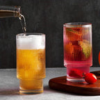 Ribbed Glass Tumbler with Wooden Lid