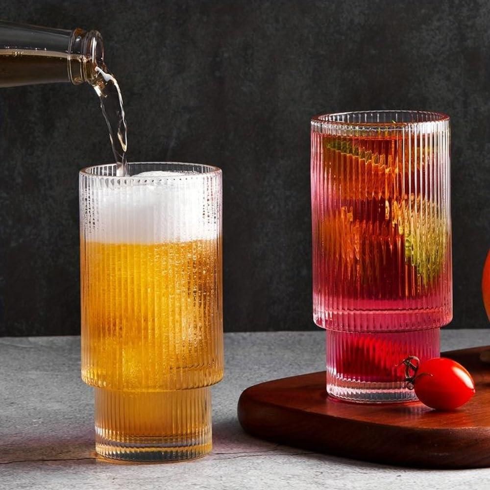 Ribbed Glass Tumbler with Wooden Lid