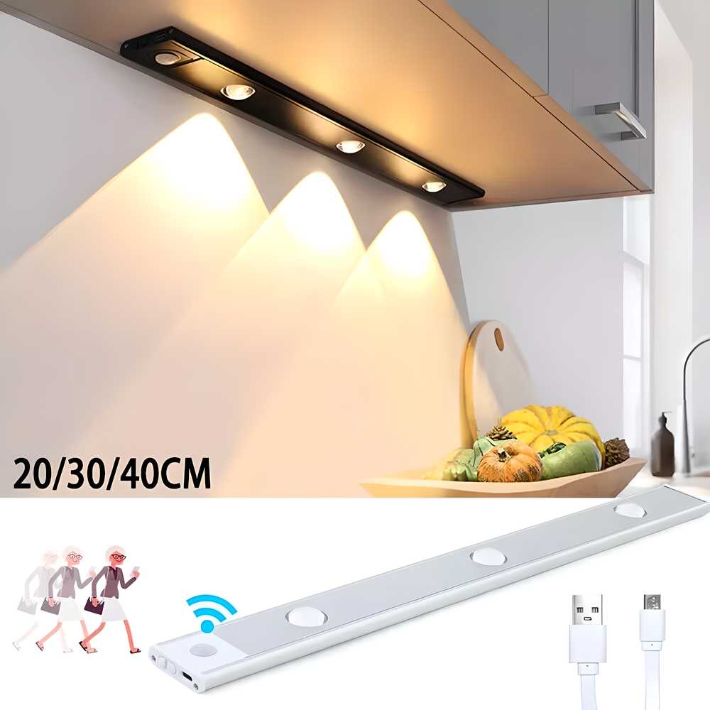 LED PIR Motion Sensor Cabinet Light - USB Rechargeable Under Cabinet Lighting